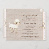 ベージュバーラップベビーシープリトルラムベビーシャワー 招待状 (正面/裏面)