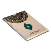 ベージュバーラップマンダラブラックスクリプト名 ノートブック (右側)