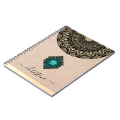 ベージュバーラップマンダラブラックスクリプト名 ノートブック (左側)