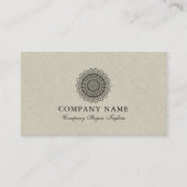 ベージュバーラップリネンとブラックマンダラ 名刺 (正面)