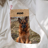 ベージュバーラップ名の写真モダン スモールクリスマスストッキング