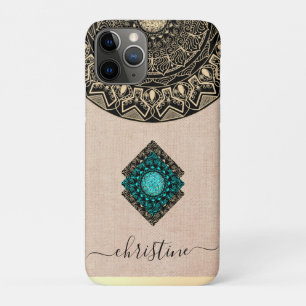 ベージュバーラップ黒金ゴールドマンダラスクリプト名rustic iPhone 11 proケース