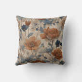 ベージュバーンオレンジダスティネイビーブルーフローラ クッション (裏面)