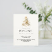 ベージュパインツリースノークリスマスパーティの招待状 (スタンド正面)
