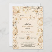 ベージュパステルウォーターカラーパンプキン秋野生の花 招待状 (正面)