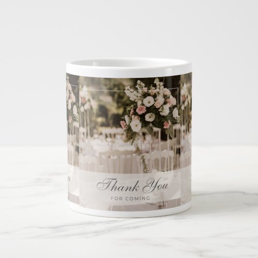 ベージュパステルエレガントサンキューサミナリー ジャンボコーヒーマグカップ (正面)