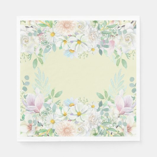 ベージュパステルエレガントフローラガーデン誕生日 スタンダードランチョンナプキン (正面)