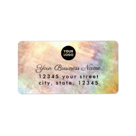 ベージュパステルレインボーホログラフ差出人住所 ラベル