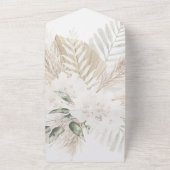 ベージュパンパスニュートラル結婚トーンのオールインワン オールインワン招待状 (外側)