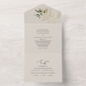 ベージュパンパスニュートラル結婚トーンのオールインワン オールインワン招待状 (内側)