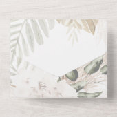 ベージュパンパスニュートラル結婚トーンのオールインワン オールインワン招待状 (裏面)