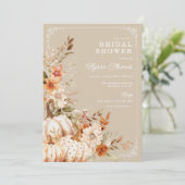 ベージュパンプキンアンドフラワーズブライダルシャワー 招待状 (スタンド正面)