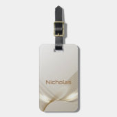 ベージュパーソナライズされたと金ゴールドの荷札 ラゲッジタグ (正面縦)