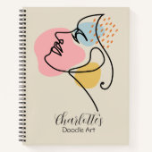 ベージュパーソナライズされたガーリー抽象芸術アートスケッチブック ノートブック (正面)