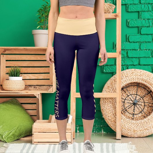 ベージュパーソナライズされたネイビーブルーペットキャットネーム文字おもしろい カプリレギンス