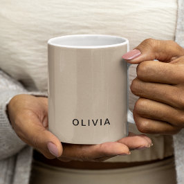 ベージュパーソナライズされたモノグラムカスタム コーヒーマグカップ
