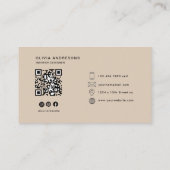 ：ベージュパーソナライズされたモノグラム 名刺 (裏面)