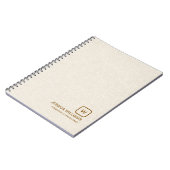 ベージュパーソナライズされたリネンシンプルブラウンタイポグラフィ ノートブック (左側)