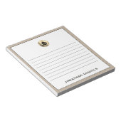 ベージュパーソナライズされたリネンモノグラムライン ノートパッド (アングル)