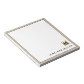 ベージュパーソナライズされたリネン金ゴールドモノグラム ノートパッド (アングル)