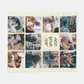 ベージュパーソナライズされた11フォトコラージュ フリースブランケット (正面(横))