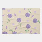 ベージュパープルトロピカルボタニカル キッチンタオル (横)