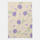 ベージュパープルトロピカルボタニカル キッチンタオル (縦)