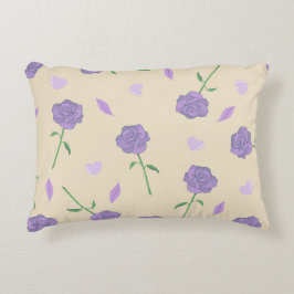 ベージュパープルバラフローラボホボタニカルパターン アクセントクッション