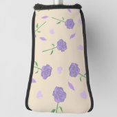 ベージュパープルバラフローラボホボタニカルパターン ゴルフヘッドカバー (回転90)