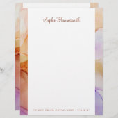 ベージュパープル抽象芸術名文房具紙 レターヘッド (正面/裏面)