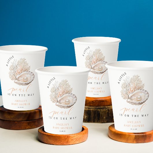 ベージュパールエレガントベビーシャワー紙カップ 紙コップ