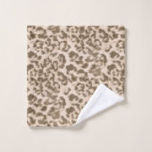 ベージュヒョウ柄バスタオオルセット バスタオルセット (ウォッシュタオル)