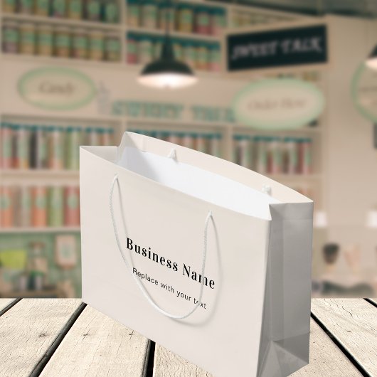 ベージュビジネスネーム文字 ラージペーパーバッグ