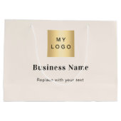 ベージュビジネスロゴ名文字 ラージペーパーバッグ (裏面)