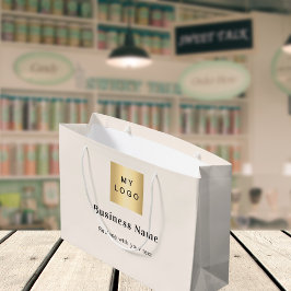 ベージュビジネスロゴ名文字 ラージペーパーバッグ