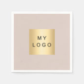 ベージュビジネスロゴ スタンダードカクテルナプキン (正面)