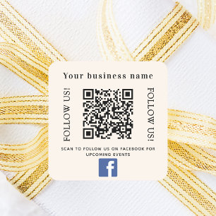 ベージュビジネスqrコードFacebook スクエアシール