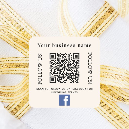 ベージュビジネスqrコードFacebook スクエアシール