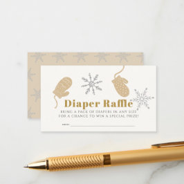 ベージュビーニーベビーシャワーおむつラッフルチケット エンクロージャーカード