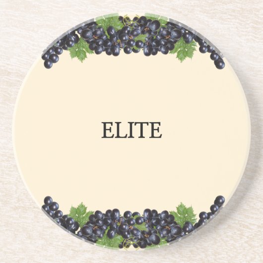 ベージュビーヴに緑のを付けた紫色の青いブドウ コースター (正面)