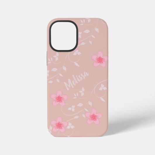 ベージュピンクフラワー iPhoneケース (裏面)
