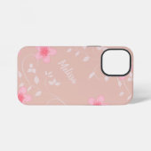 ベージュピンクフラワー iPhoneケース (裏面横)