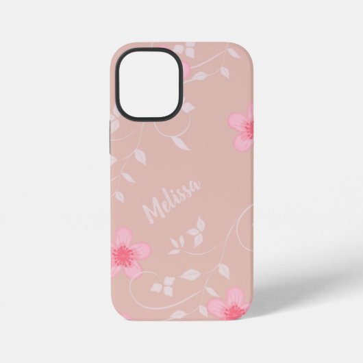 ベージュピンクフラワー iPhoneケース (裏面)