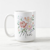 ベージュピンクフローラマザーズ日機知に富んだキャプション コーヒーマグカップ (左)