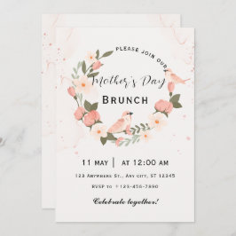 ベージュピンクマザーズデイブランチ招待状 招待状