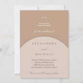 ベージュピンクモノグラムミニマリスト結婚ジャパンディ 招待状 (正面)