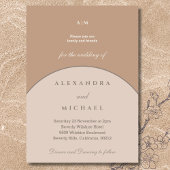 ベージュピンクモノグラムミニマリスト結婚ジャパンディ 招待状