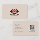 ベージュピンクリップリップリップソーシャルメディアつながりQR 名刺 (正面/裏面)