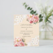 ベージュピンクローズフローラレース結婚式招待状 (スタンド正面)