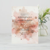 ベージュピンクローズ金ゴールドウォーター結婚カラー 招待状 (スタンド正面)